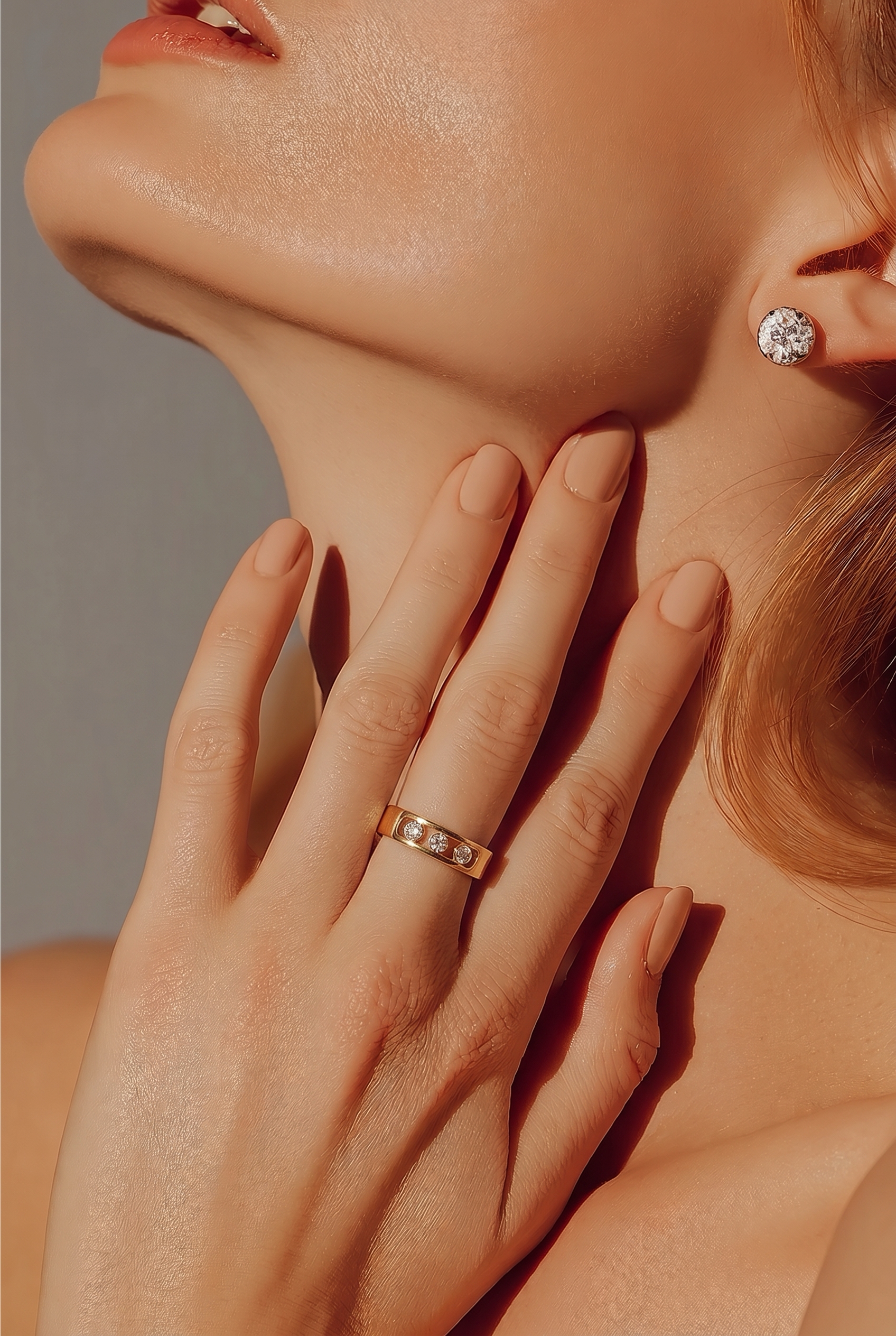 Crystal Station Band Ring – Gold Plated Stainless Steel