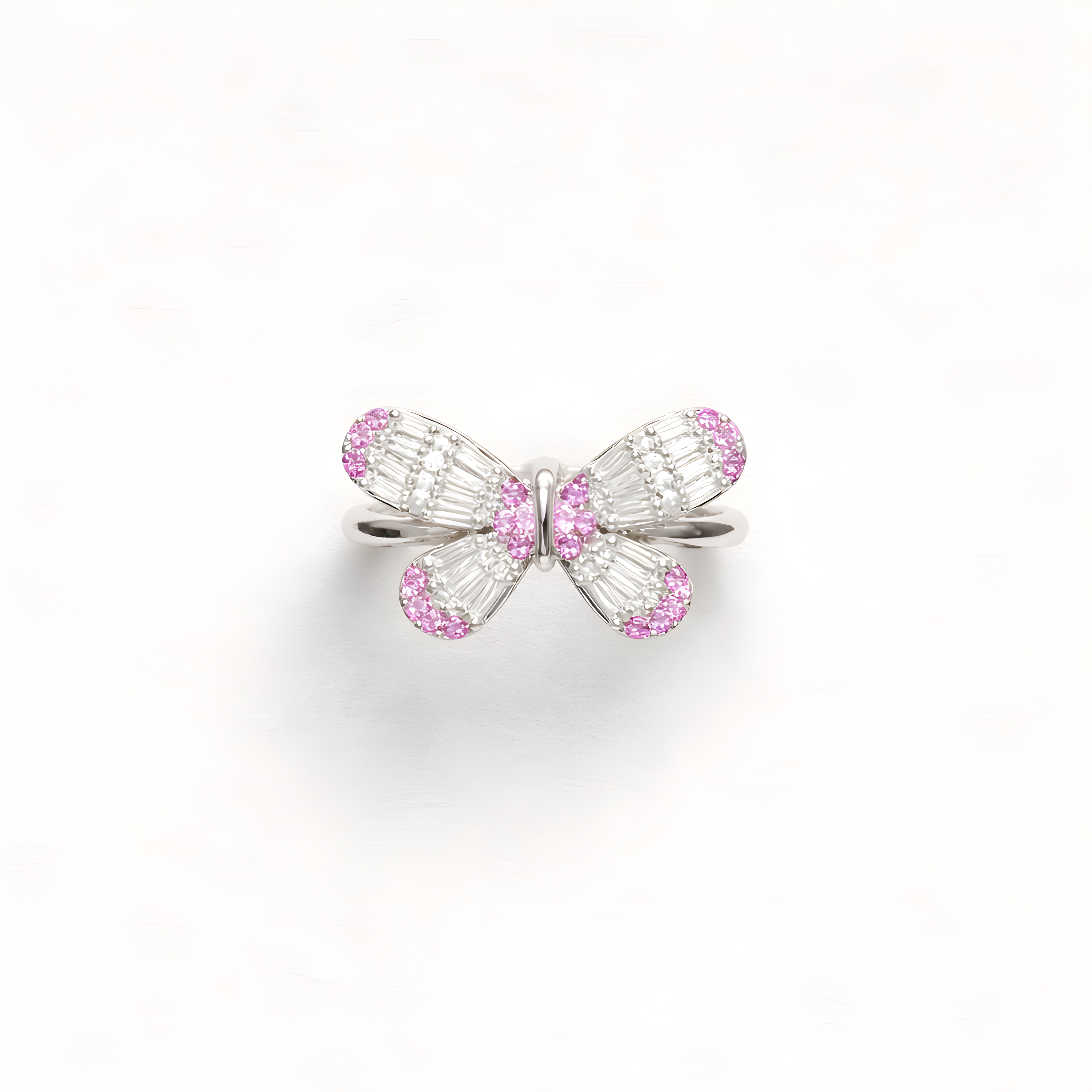 Butterfly Baguette Ring — Pink Sapphire & Diamond