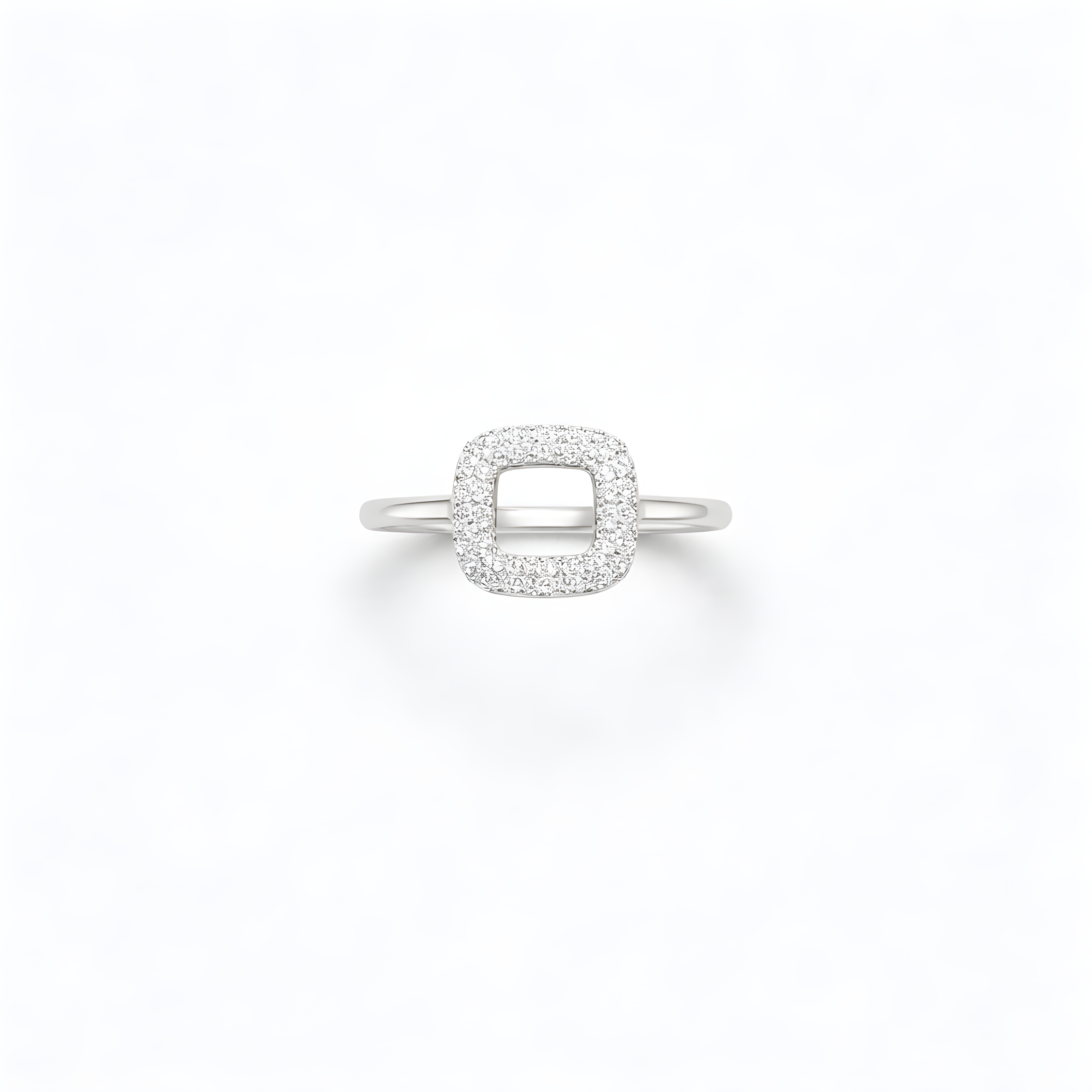 Open Square Pavé Ring — White Diamond