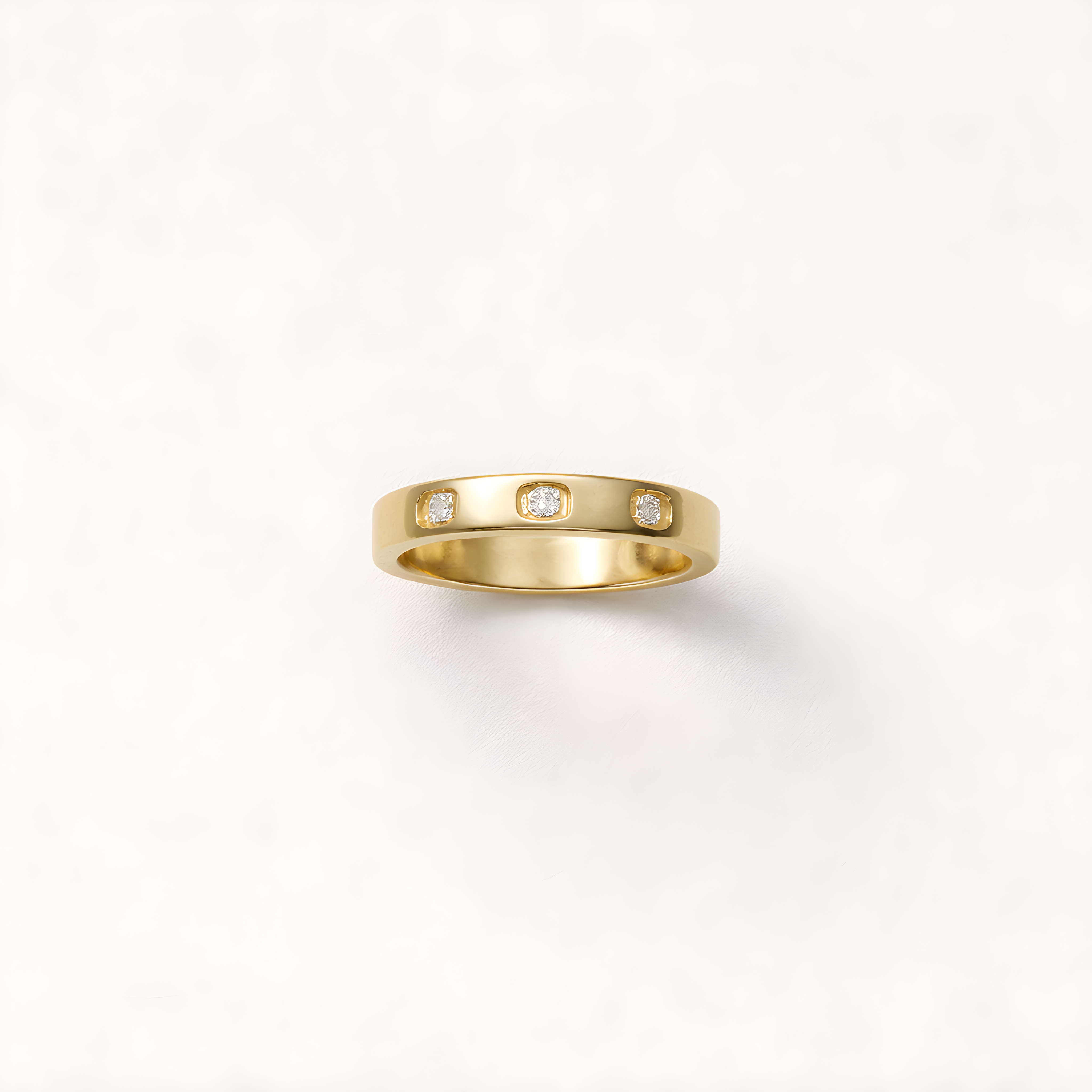 Crystal Station Band Ring – Gold Plated Stainless Steel