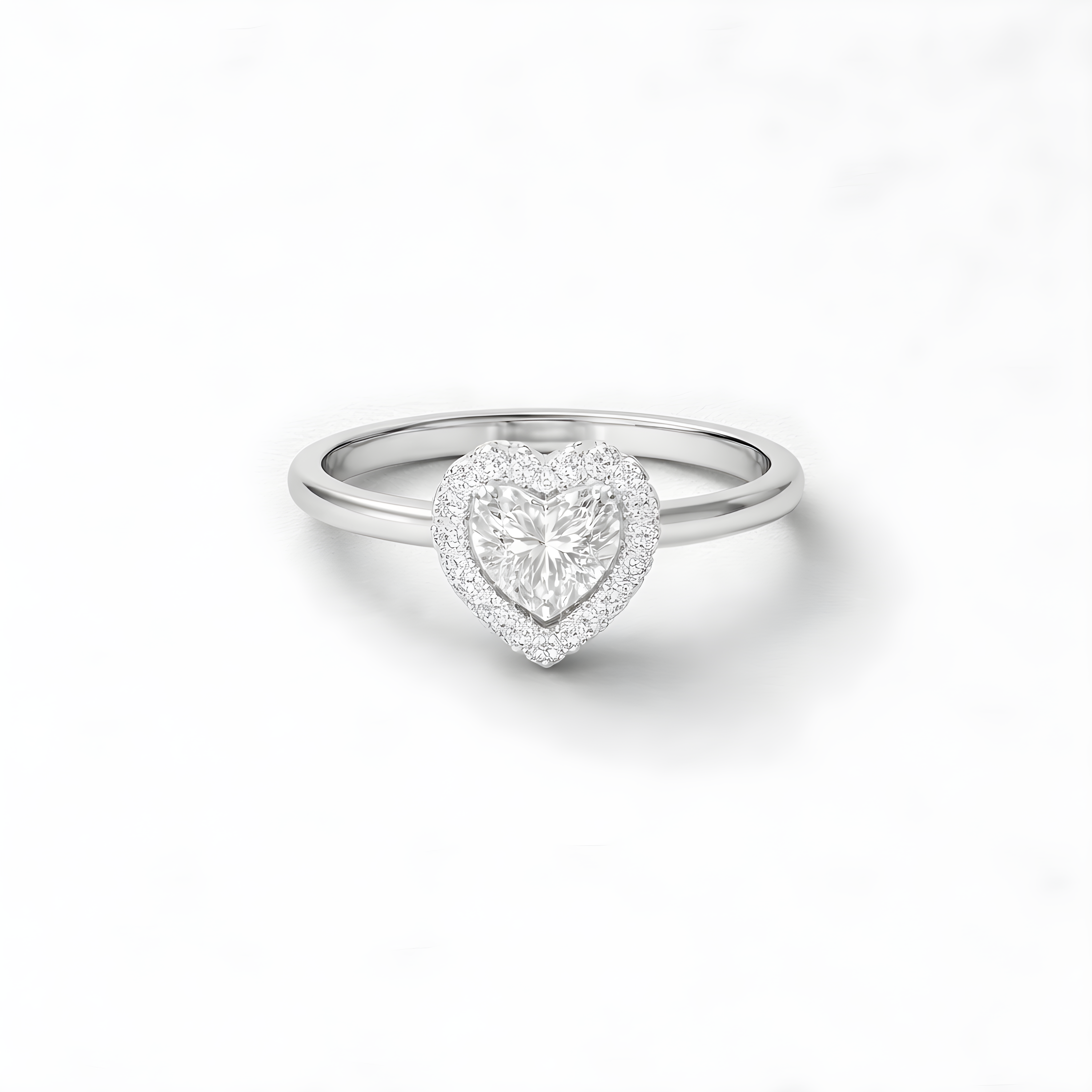Heart Halo Solitaire Ring – Silver Stainless Steel