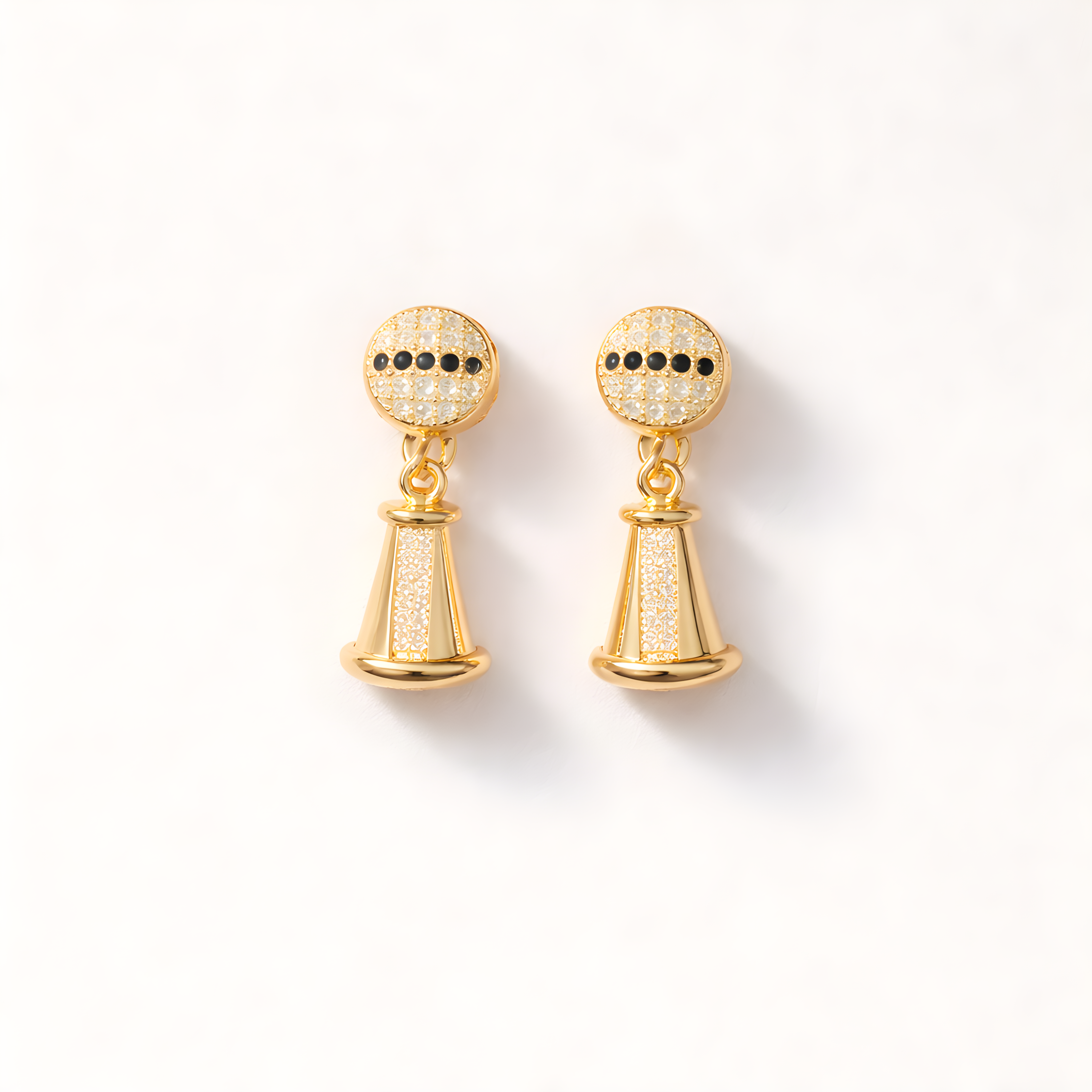 Crystal Pavé Bell Drop Earrings – Gold Plated Stainless Steel